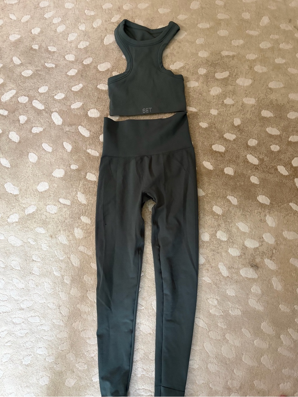 SET Active Dark Green High-Waist Leggings with Matching Racerback Crop Top